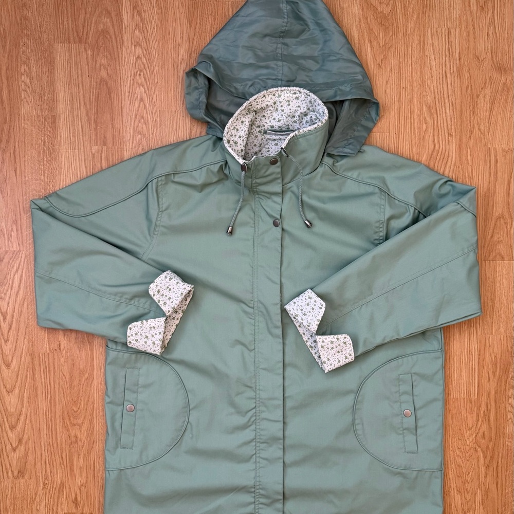 Blair Sage Green Hooded Utility Jacket Floral Lined Woman’s XLG Lightweight